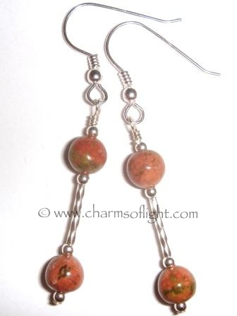 Unakite & Silver Earrings